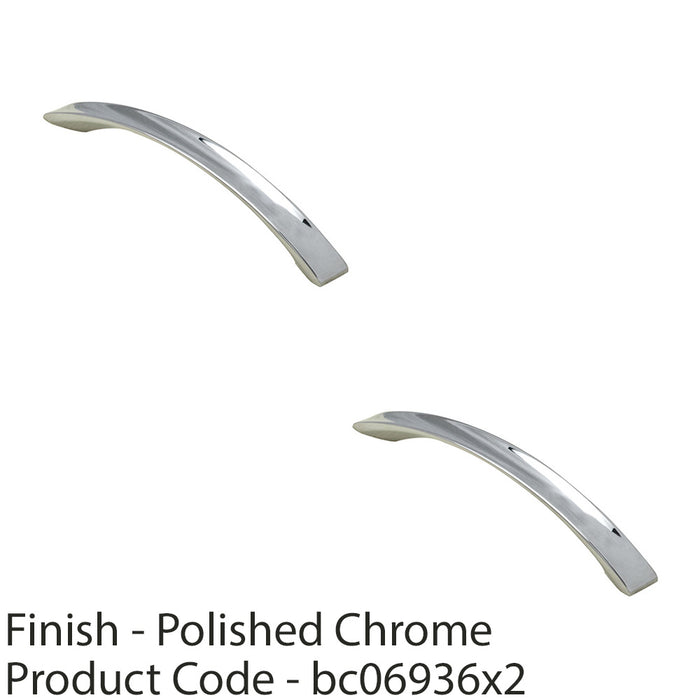 2 PACK Concaved Kitchen Pull Handle Polished Chrome 160mm Centres Shaker Cabinet 1