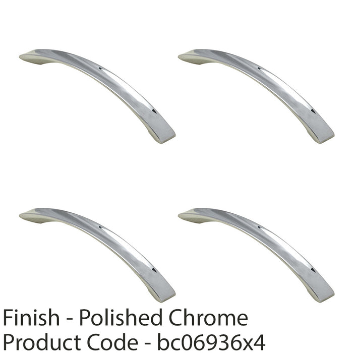 4 PACK Concaved Kitchen Pull Handle Polished Chrome 160mm Centres Shaker Drawer 1