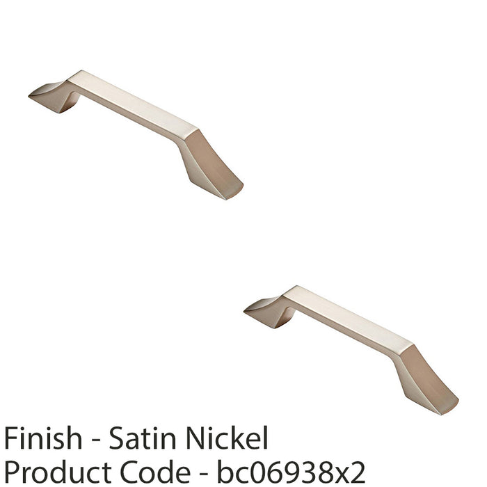 2 PACK Angular Kitchen Pull Handle Satin Nickel 128mm Centres Cabinet Drawer 1