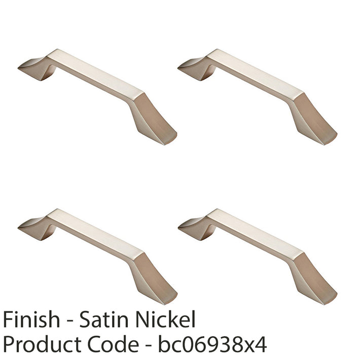 4 PACK Angular Kitchen Pull Handle Satin Nickel 128mm Centres Cabinet Drawer 1