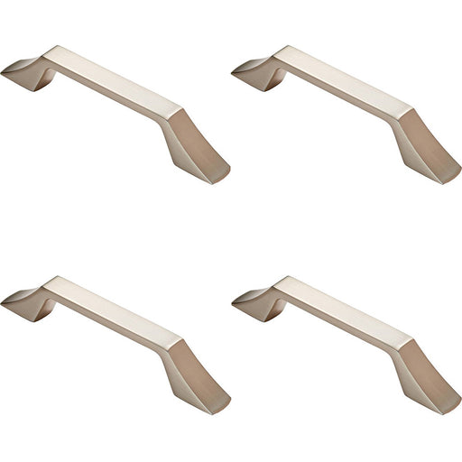 4 PACK Angular Kitchen Pull Handle Satin Nickel 128mm Centres Cabinet Drawer