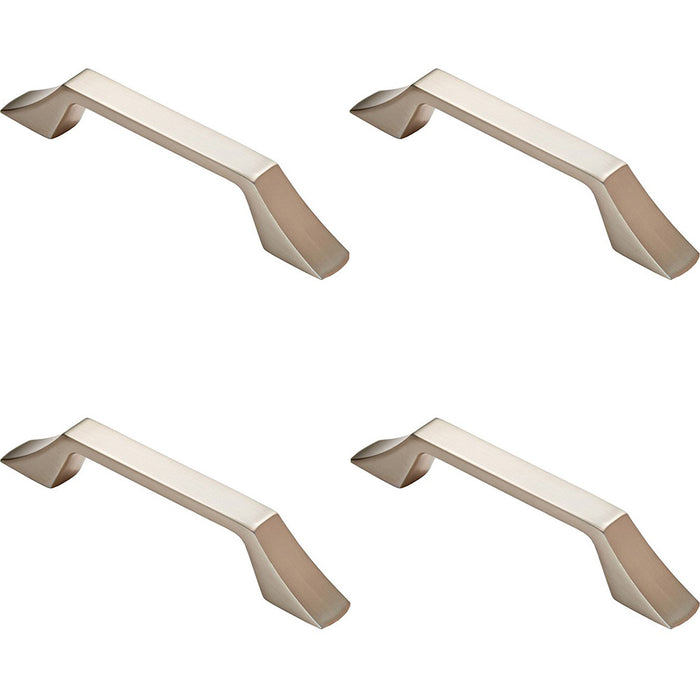 4 PACK Angular Kitchen Pull Handle Satin Nickel 128mm Centres Cabinet Drawer