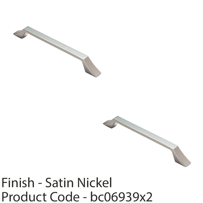 2 PACK Angular Kitchen Pull Handle Satin Nickel 160mm Centres Cabinet Drawer 1