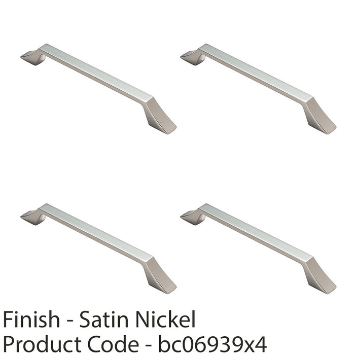 4 PACK Angular Kitchen Pull Handle Satin Nickel 160mm Centres Cabinet Drawer 1