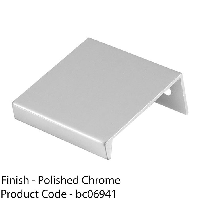 Square Edge Finger Pull Handle - Polished Chrome 40mm - Slim Cupboard Drawer 1