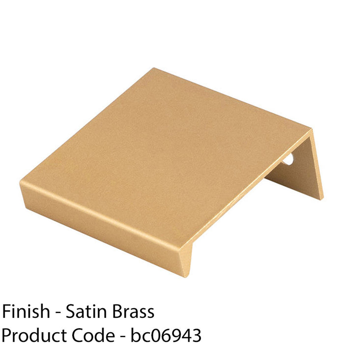 Square Edge Finger Pull Handle - Satin Brass 40mm - Slim Cupboard Drawer 1