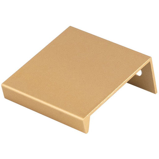 Square Edge Finger Pull Handle - Satin Brass 40mm - Slim Cupboard Drawer
