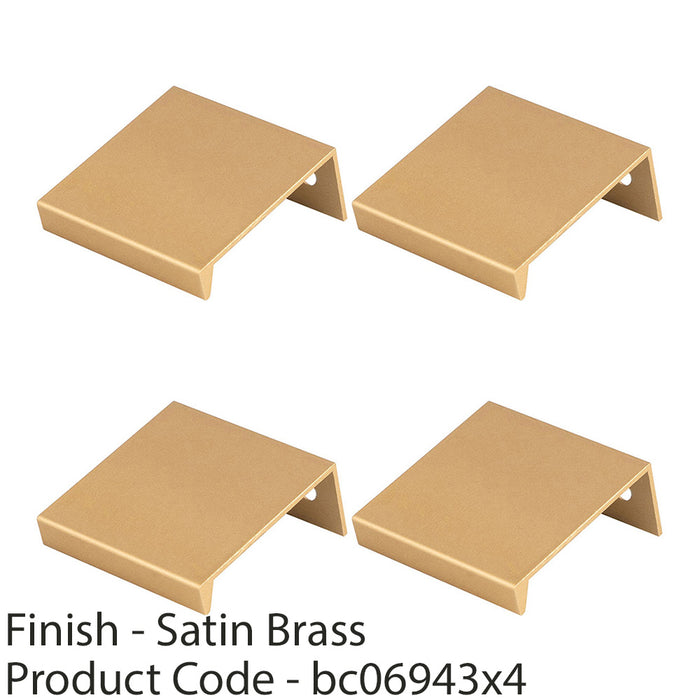 4 PACK Square Edge Finger Pull Handle Satin Brass 40mm Slim Cupboard Drawer 1