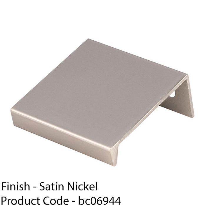 Square Edge Finger Pull Handle - Satin Nickel 40mm - Slim Cupboard Drawer 1