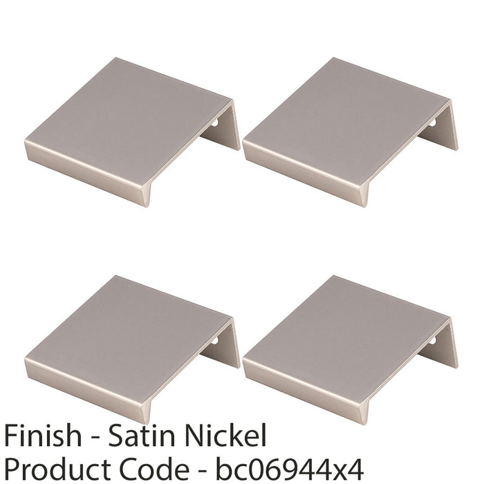 4 PACK Square Edge Finger Pull Handle Satin Nickel 40mm Slim Cupboard Drawer 1