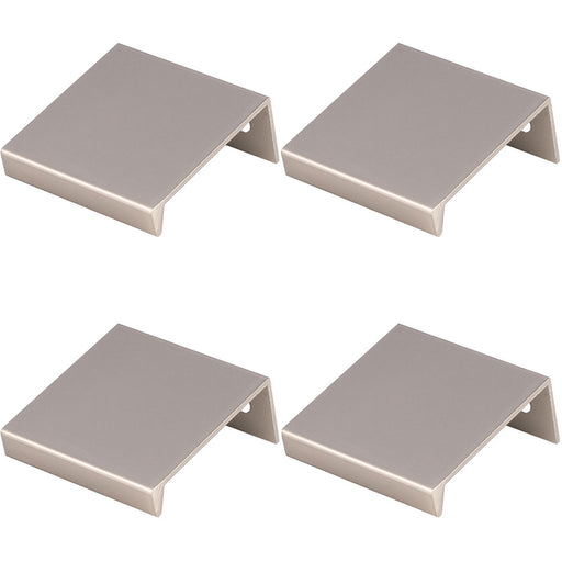 4 PACK Square Edge Finger Pull Handle Satin Nickel 40mm Slim Cupboard Drawer