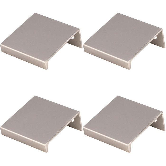 4 PACK Square Edge Finger Pull Handle Satin Nickel 40mm Slim Cupboard Drawer