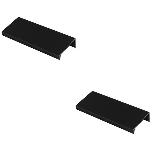 2 PACK Square Edge Finger Pull Handle Matt Black 100mm Slim Cupboard Drawer