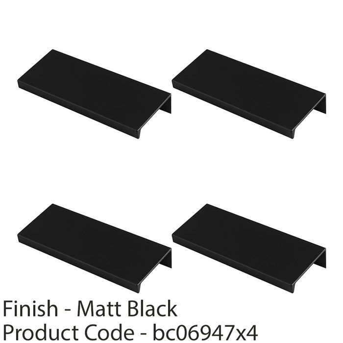 4 PACK Square Edge Finger Pull Handle Matt Black 100mm Slim Cupboard Drawer 1