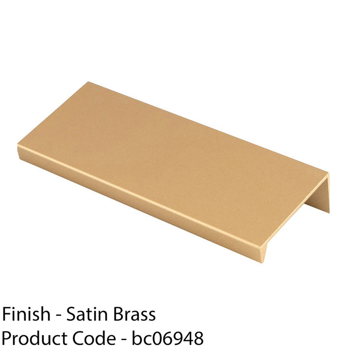 Square Edge Finger Pull Handle - Satin Brass 100mm - Slim Cupboard Drawer 1