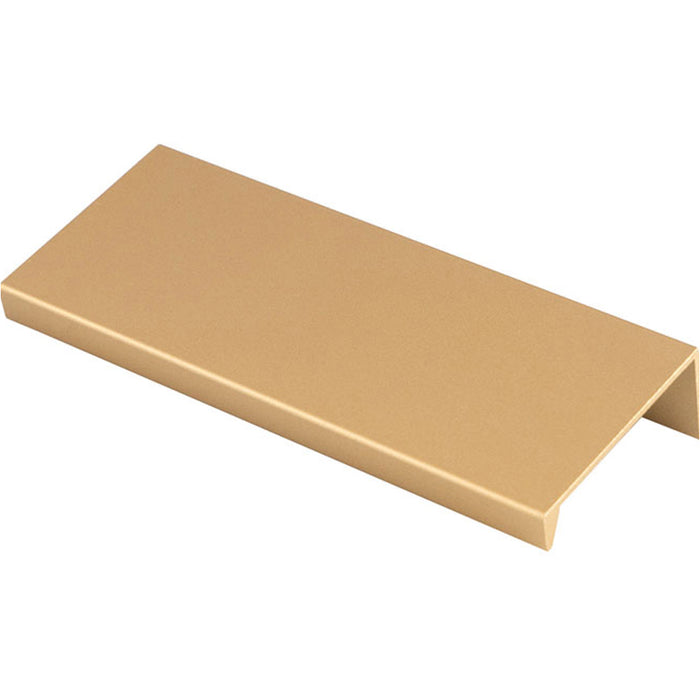 Square Edge Finger Pull Handle - Satin Brass 100mm - Slim Cupboard Drawer