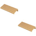 2 PACK Square Edge Finger Pull Handle Satin Brass 100mm Slim Cupboard Drawer