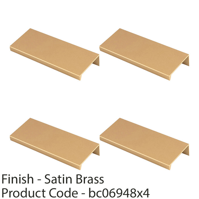 4 PACK Square Edge Finger Pull Handle Satin Brass 100mm Slim Cupboard Drawer 1