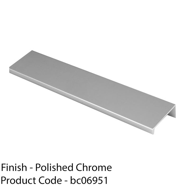 Square Edge Finger Pull Handle - Polished Chrome 200mm - Slim Cupboard Drawer 1