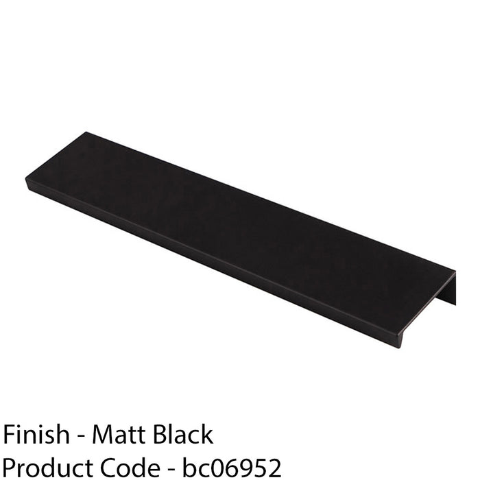 Square Edge Finger Pull Handle - Matt Black 200mm - Slim Cupboard Drawer 1