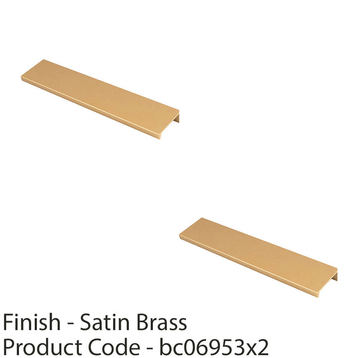 2 PACK Square Edge Finger Pull Handle Satin Brass 200mm Slim Cupboard Drawer 1