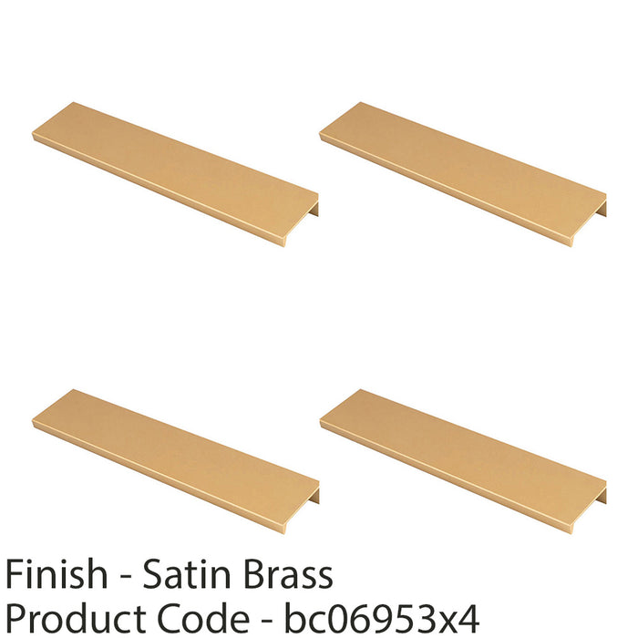 4 PACK Square Edge Finger Pull Handle Satin Brass 200mm Slim Cupboard Drawer 1