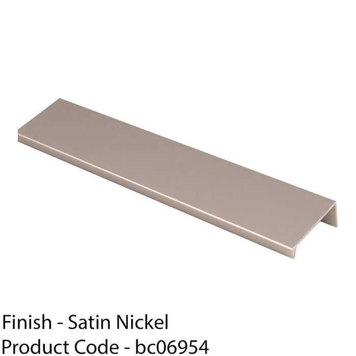 Square Edge Finger Pull Handle - Satin Nickel 200mm - Slim Cupboard Drawer 1