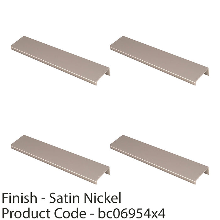 4 PACK Square Edge Finger Pull Handle Satin Nickel 200mm Slim Cupboard Drawer 1