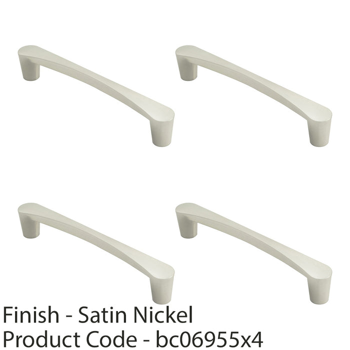 4 PACK Curved D Shape Pull Handle 146 x 18.5mm 128mm Fixing Centres Satin Nickel 1