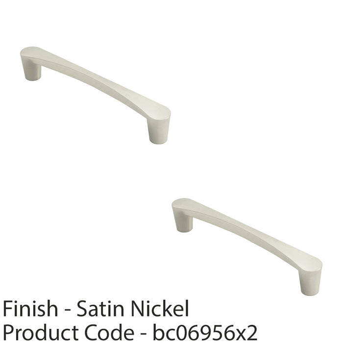 2 PACK Curved D Shape Pull Handle 181 x 20mm 160mm Fixing Centres Satin Nickel 1