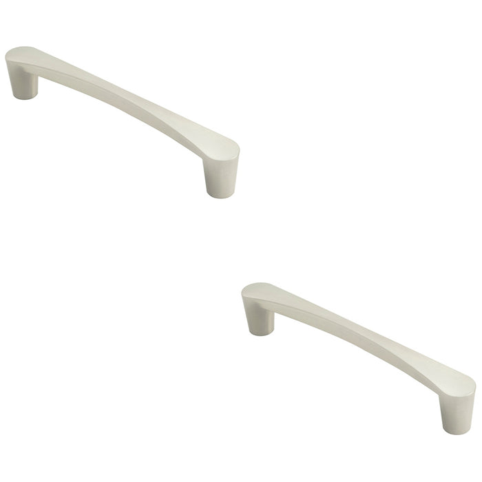 2 PACK Curved D Shape Pull Handle 181 x 20mm 160mm Fixing Centres Satin Nickel