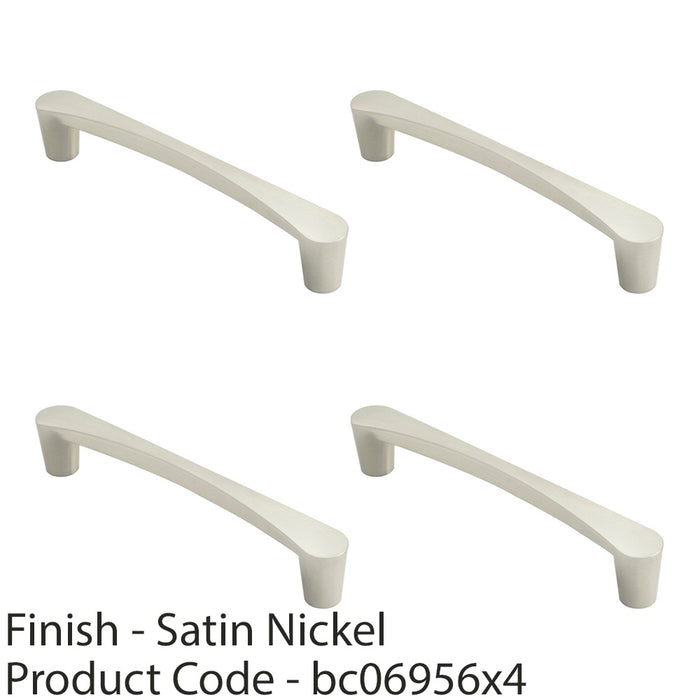 4 PACK Curved D Shape Pull Handle 181 x 20mm 160mm Fixing Centres Satin Nickel 1