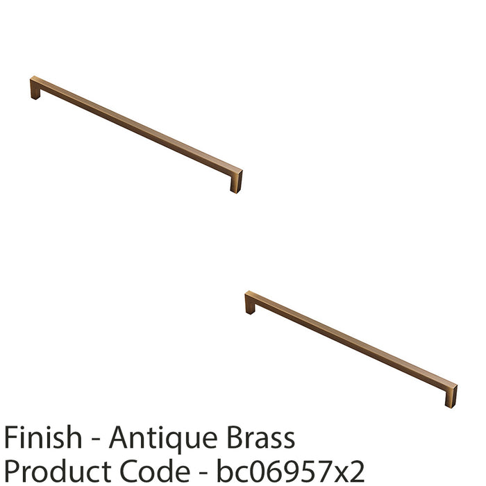 2 PACK Square Block Pull Handle 330 x 10mm 320mm Fixing Centres Antique Brass 1