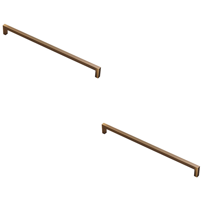2 PACK Square Block Pull Handle 330 x 10mm 320mm Fixing Centres Antique Brass
