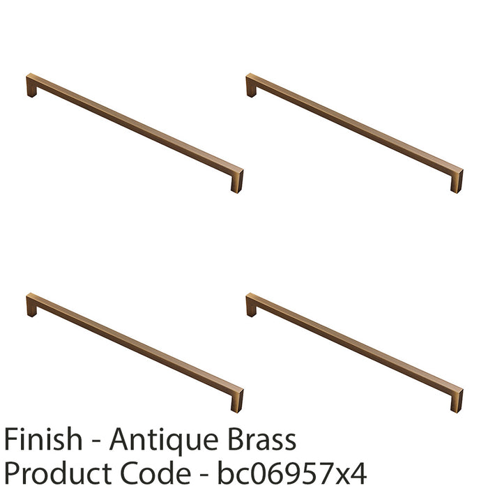 4 PACK Square Block Pull Handle 330 x 10mm 320mm Fixing Centres Antique Brass 1