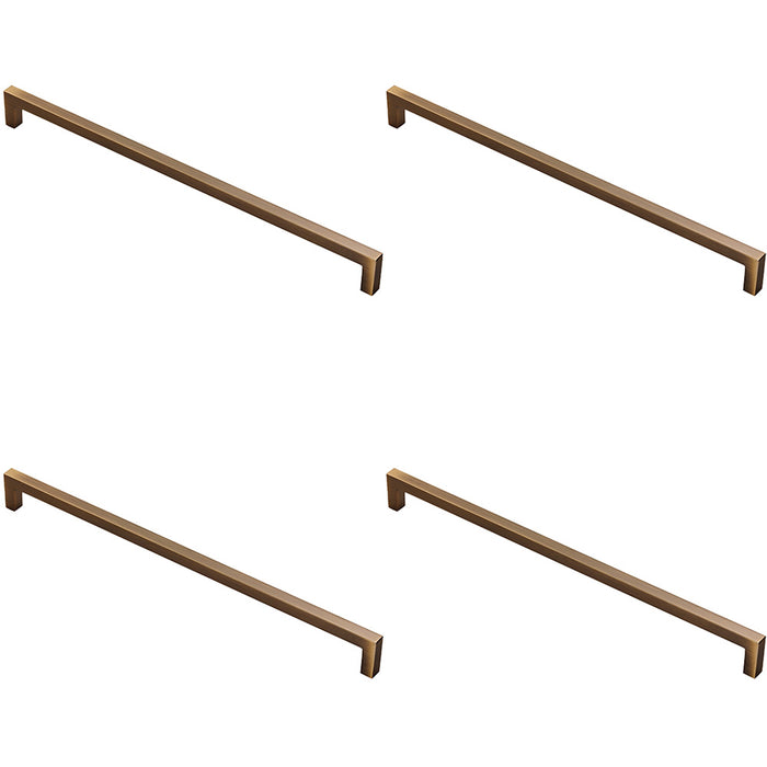 4 PACK Square Block Pull Handle 330 x 10mm 320mm Fixing Centres Antique Brass