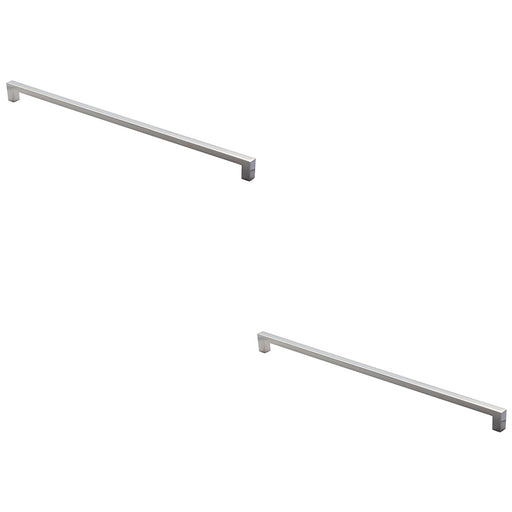 2 PACK Square Block Pull Handle 330 x 10mm 320mm Fixing Centres Polished Chrome