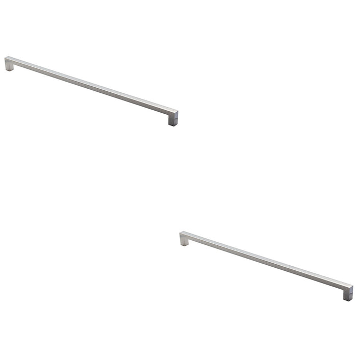 2 PACK Square Block Pull Handle 330 x 10mm 320mm Fixing Centres Polished Chrome
