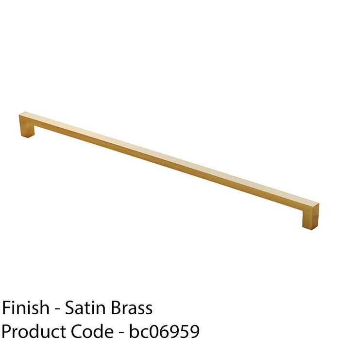 Square Block Pull Handle 330 x 10mm 320mm Fixing Centres Satin Brass 1