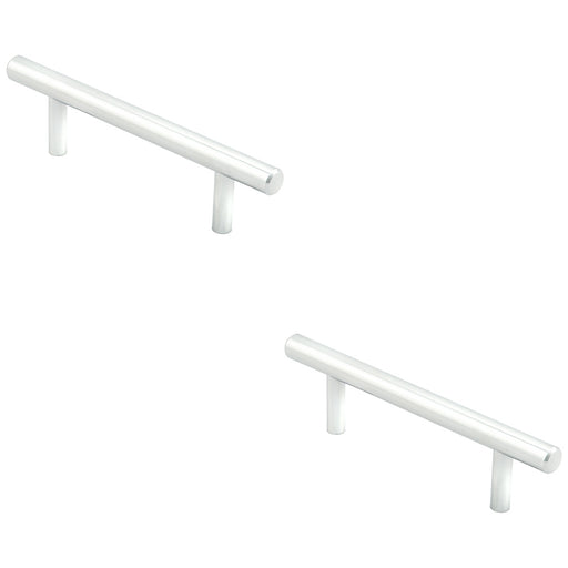 2 PACK Mini T Bar Kitchen Pull Handle 100 x 27mm 64mm Centres Polished Chrome