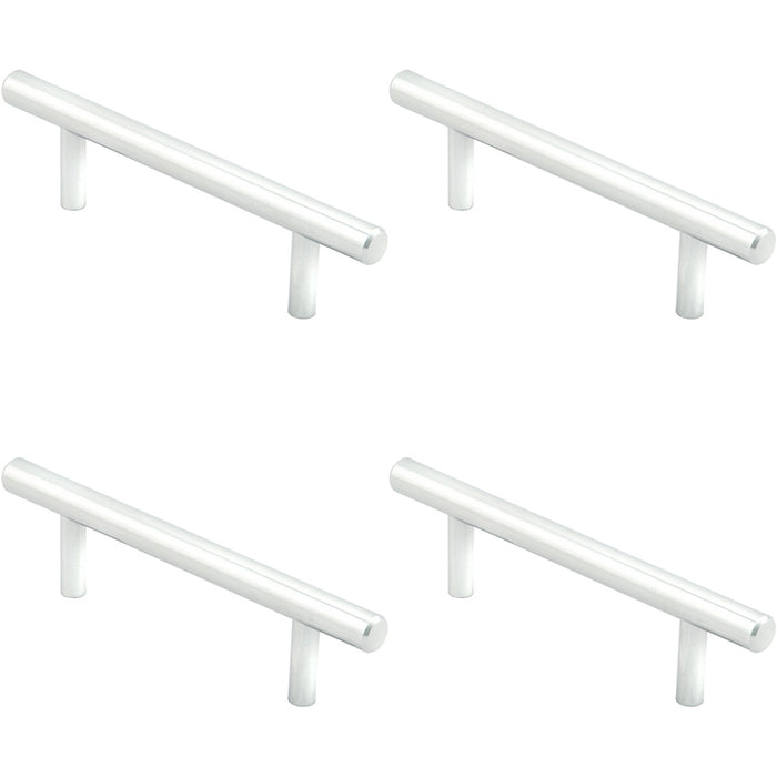 4 PACK Mini T Bar Kitchen Pull Handle 100 x 27mm 64mm Centres Polished Chrome