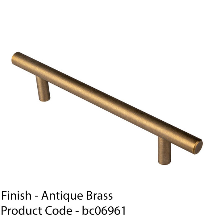 Round T Bar Cabinet Pull Handle 188 x 12mm 128mm Fixing Centres Antique Brass 1