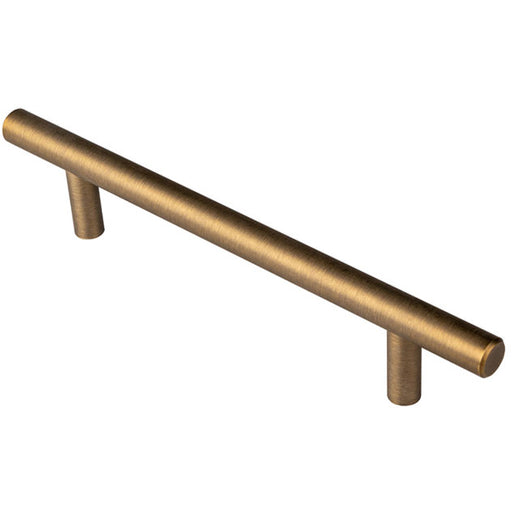 Round T Bar Cabinet Pull Handle 188 x 12mm 128mm Fixing Centres Antique Brass