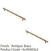 2 PACK Round T Bar Cabinet Pull Handle 348 x 12mm 288mm Centres Antique Brass 1