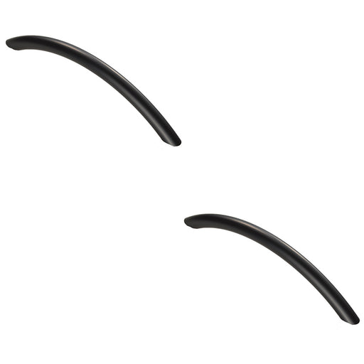 2 PACK Curved Bow Cabinet Pull Handle 190 x 10mm 160mm Fixing Centres Matt Black