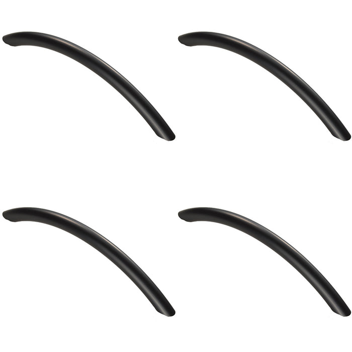 4 PACK Curved Bow Cabinet Pull Handle 190 x 10mm 160mm Fixing Centres Matt Black