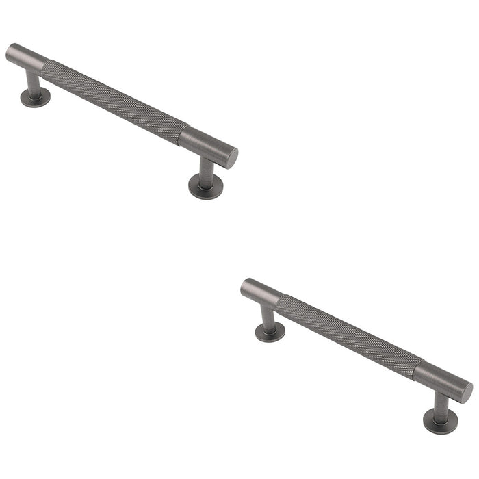 2 PACK Knurled Bar Door Pull Handle 158 x 13mm 128mm Centres Anthracite Grey