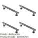 4 PACK Knurled Bar Door Pull Handle 158 x 13mm 128mm Centres Anthracite Grey 1