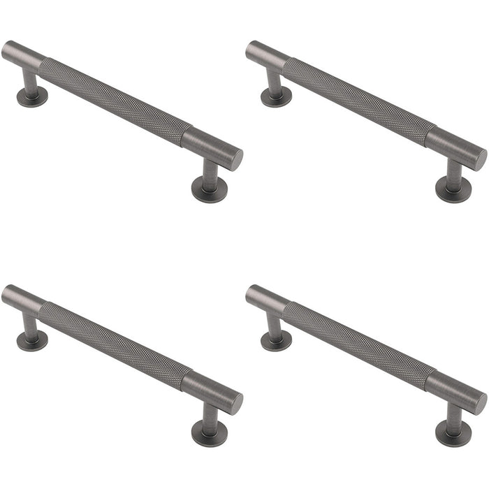 4 PACK Knurled Bar Door Pull Handle 158 x 13mm 128mm Centres Anthracite Grey