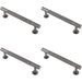 4 PACK Knurled Bar Door Pull Handle 158 x 13mm 128mm Centres Anthracite Grey